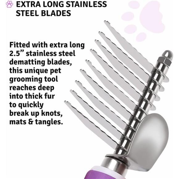 Pet Dematting Fur Rake Comb Brush Tool Dog Rake Brush - Picture 4 of 7